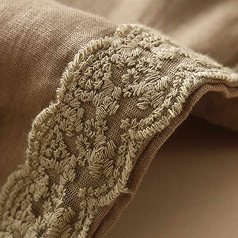 Pantaloni harem in lino e cotone con tasche, in pizzo semplice, Buddha Stones - image 1