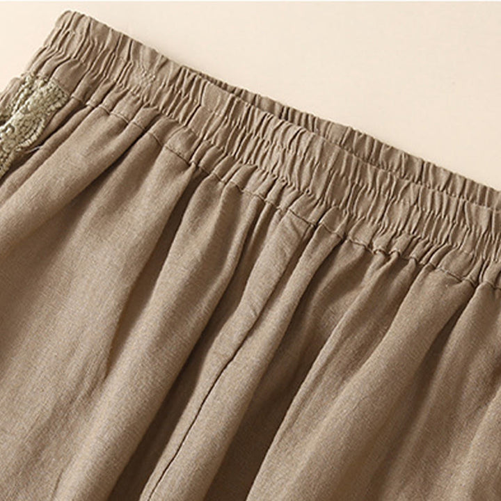 Pantaloni harem in lino e cotone con tasche, in pizzo semplice, Buddha Stones - image 4