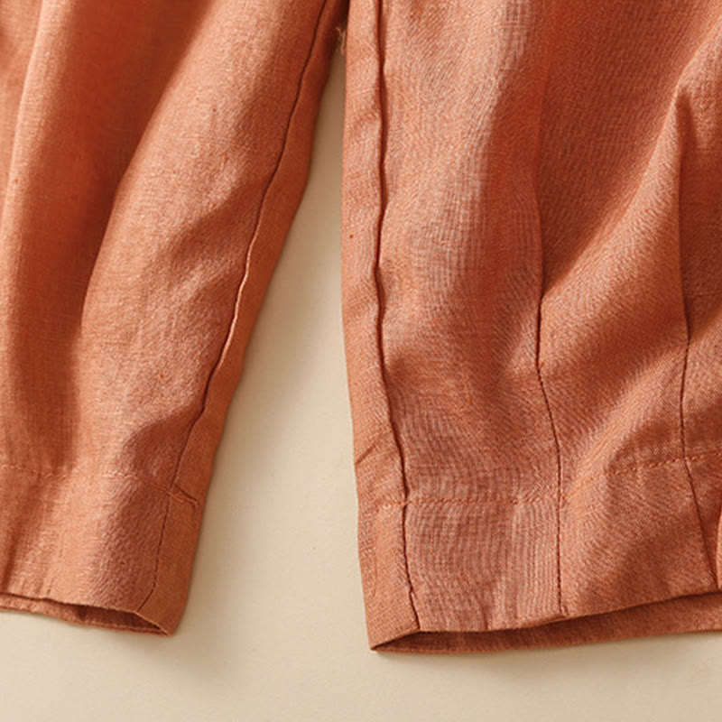 Pantaloni harem in lino e cotone con tasche, in pizzo semplice, Buddha Stones - image 9