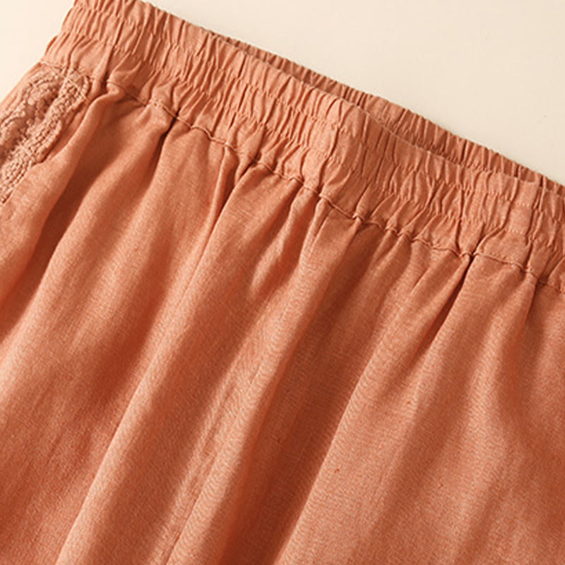 Pantaloni harem in lino e cotone con tasche, in pizzo semplice, Buddha Stones - image 9