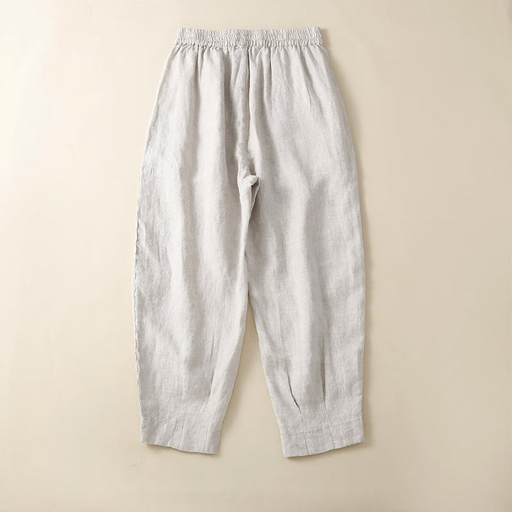 Pantaloni harem in lino e cotone con tasche, in pizzo semplice, Buddha Stones - image 15