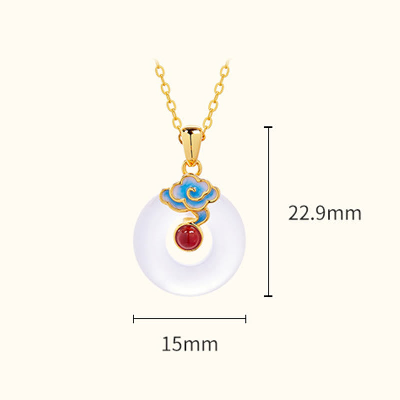 Buddha Stones Collana in argento sterling 925 con fibbia della pace, nuvola, calcedonio, ciondolo armonia - image 3