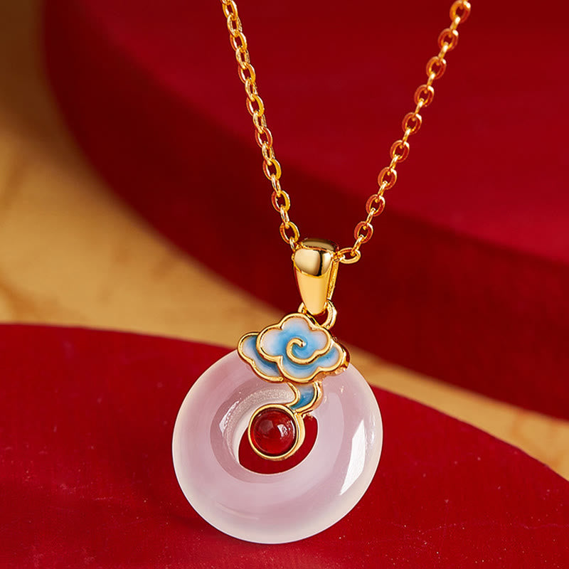 Buddha Stones Collana in argento sterling 925 con fibbia della pace, nuvola, calcedonio, ciondolo armonia - image 2