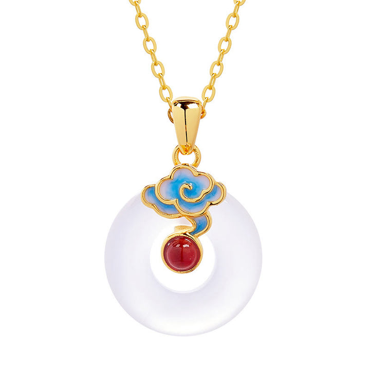 Buddha Stones Collana in argento sterling 925 con fibbia della pace, nuvola, calcedonio, ciondolo armonia - image 4