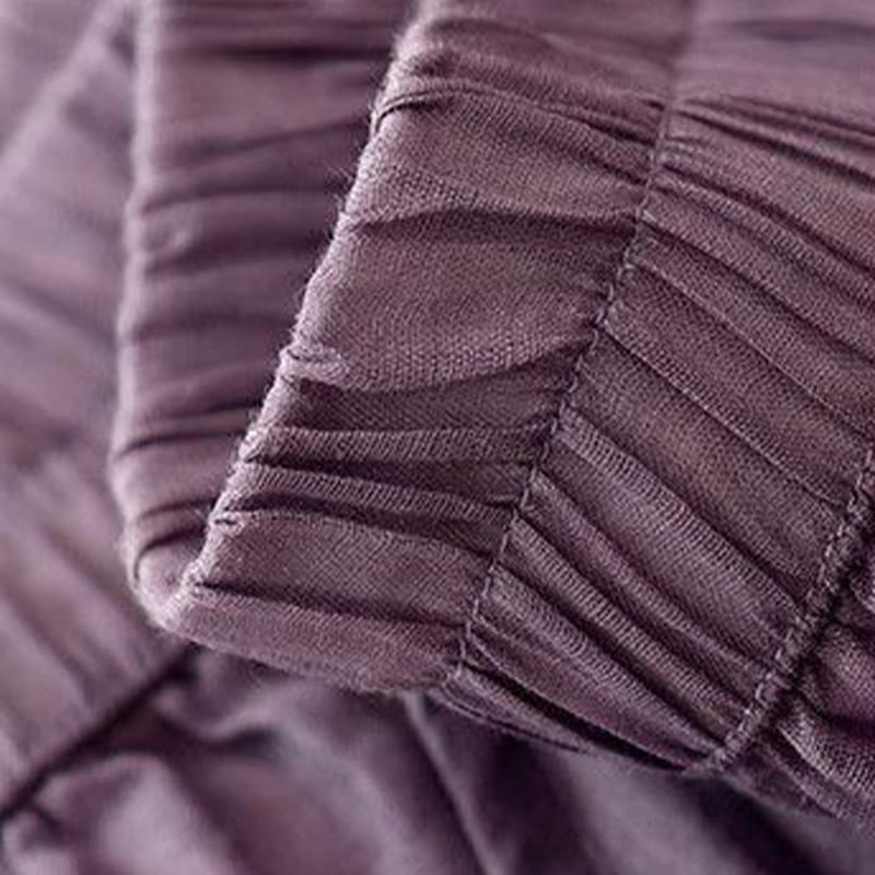 Pantaloni larghi da donna in cotone con tasche, lunghezza 7-8, con ricamo laterale Buddha Stones - image 3