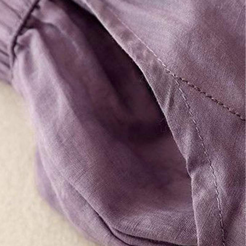 Pantaloni larghi da donna in cotone con tasche, lunghezza 7-8, con ricamo laterale Buddha Stones - image 5