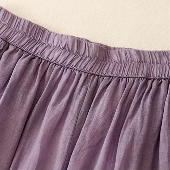 Pantaloni larghi da donna in cotone con tasche, lunghezza 7-8, con ricamo laterale Buddha Stones - image 4