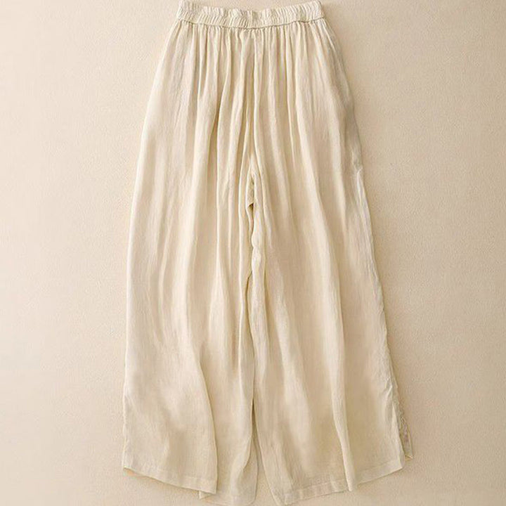 Pantaloni larghi da donna in cotone con tasche, lunghezza 7-8, con ricamo laterale Buddha Stones - image 8
