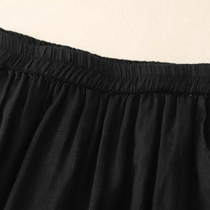Pantaloni larghi da donna in cotone con tasche, lunghezza 7-8, con ricamo laterale Buddha Stones - image 16
