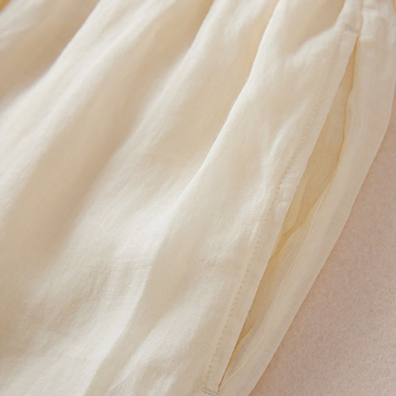 Buddha Stones Pantaloni larghi da donna in cotone con tasche e fodera casual, lunghezza 7-8 - image 7