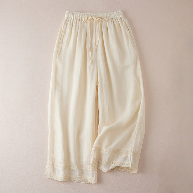 Buddha Stones Pantaloni larghi da donna in cotone con tasche e fodera casual, lunghezza 7-8 - Seta di mais - US8-10, UK/AU12-14, EU40-42 (2XL) - image 0