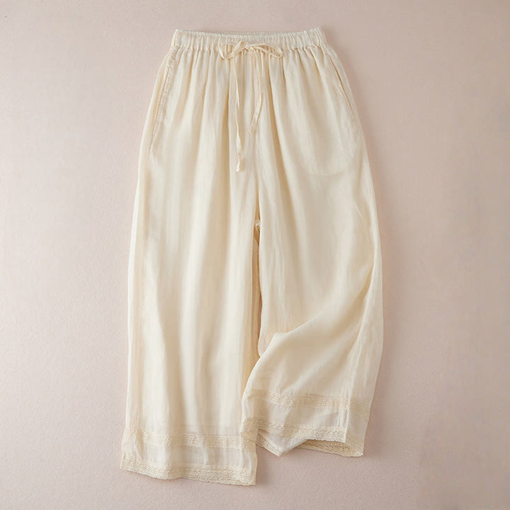 Buddha Stones Pantaloni larghi da donna in cotone con tasche e fodera casual, lunghezza 7-8 - Seta di mais - US8-10, UK/AU12-14, EU40-42 (2XL) - image 0