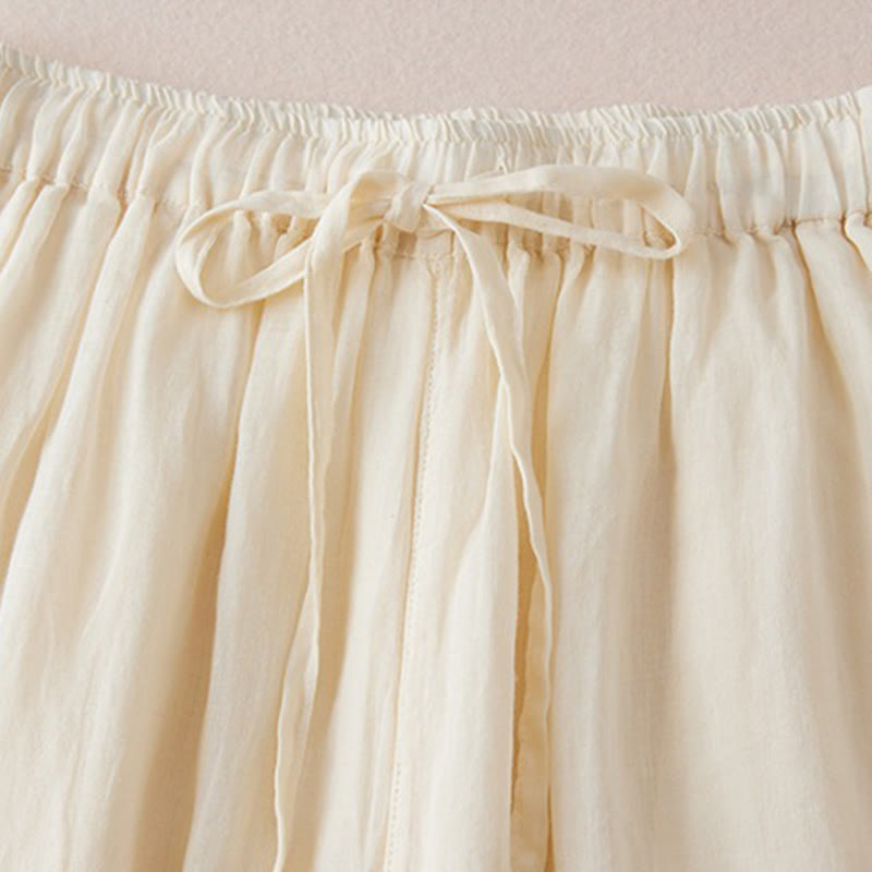 Buddha Stones Pantaloni larghi da donna in cotone con tasche e fodera casual, lunghezza 7-8 - image 3