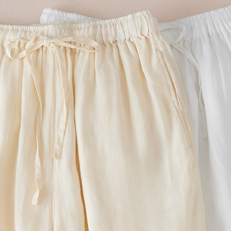 Buddha Stones Pantaloni larghi da donna in cotone con tasche e fodera casual, lunghezza 7-8 - image 16