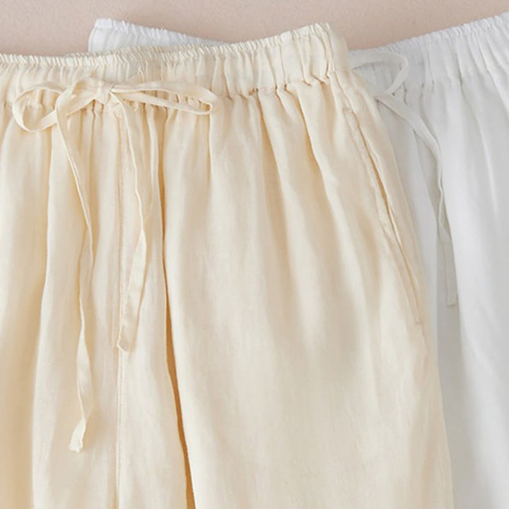 Buddha Stones Pantaloni larghi da donna in cotone con tasche e fodera casual, lunghezza 7-8 - image 16