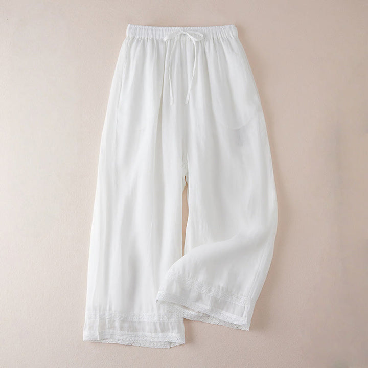 Buddha Stones Pantaloni larghi da donna in cotone con tasche e fodera casual, lunghezza 7-8 - Bianco - US8-10, UK/AU12-14, EU40-42 (2XL) - image 9