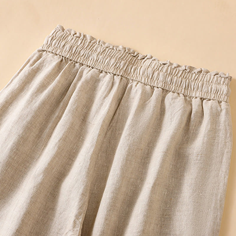 Buddha Stones Pantaloni larghi da donna in cotone con tasche, modello dritto e casual, lunghezza 7-8 - image 3