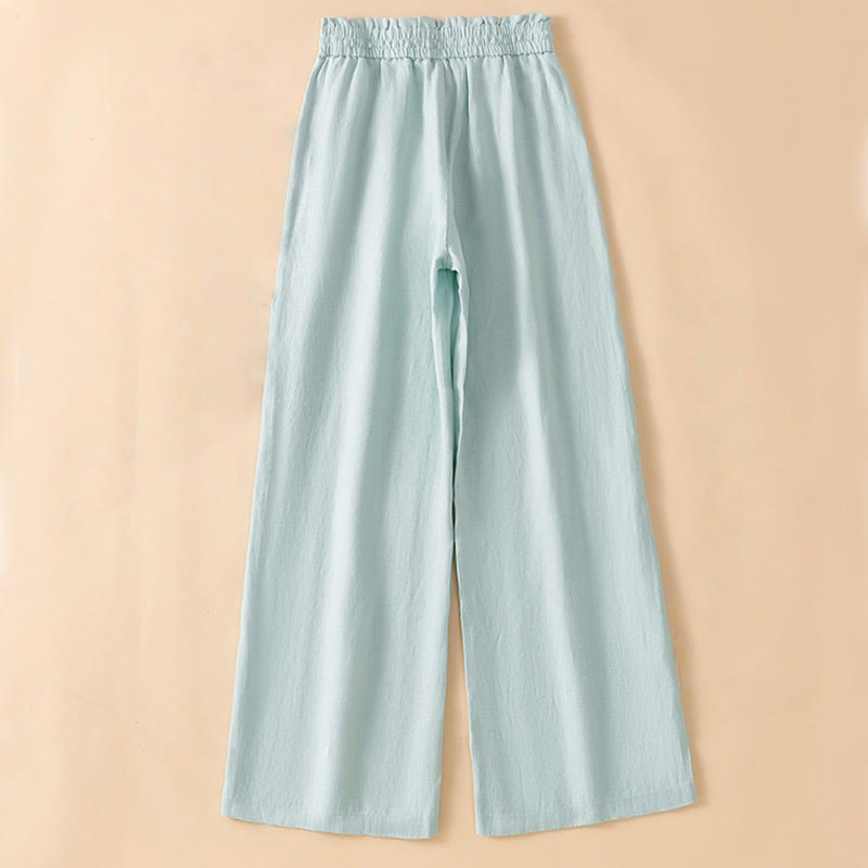 Buddha Stones Pantaloni larghi da donna in cotone con tasche, modello dritto e casual, lunghezza 7-8 - image 8