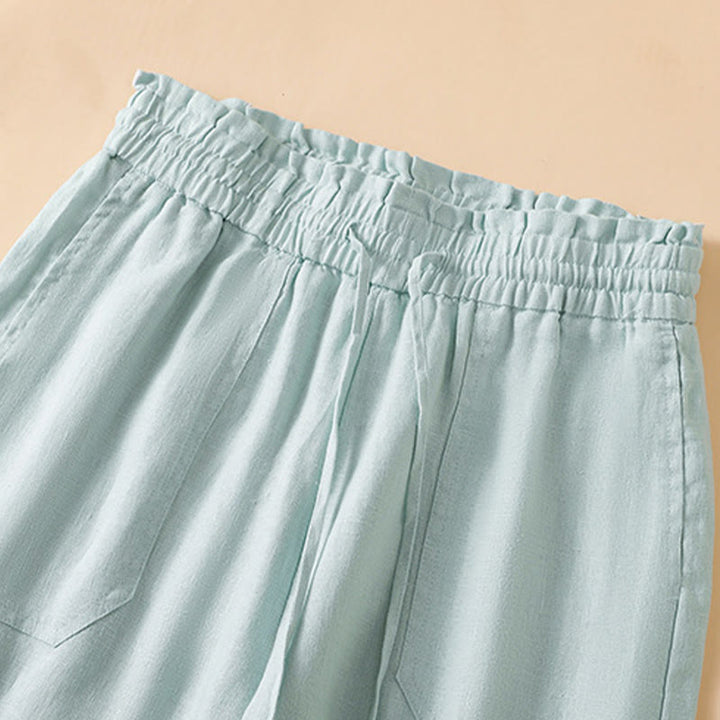 Buddha Stones Pantaloni larghi da donna in cotone con tasche, modello dritto e casual, lunghezza 7-8 - image 13