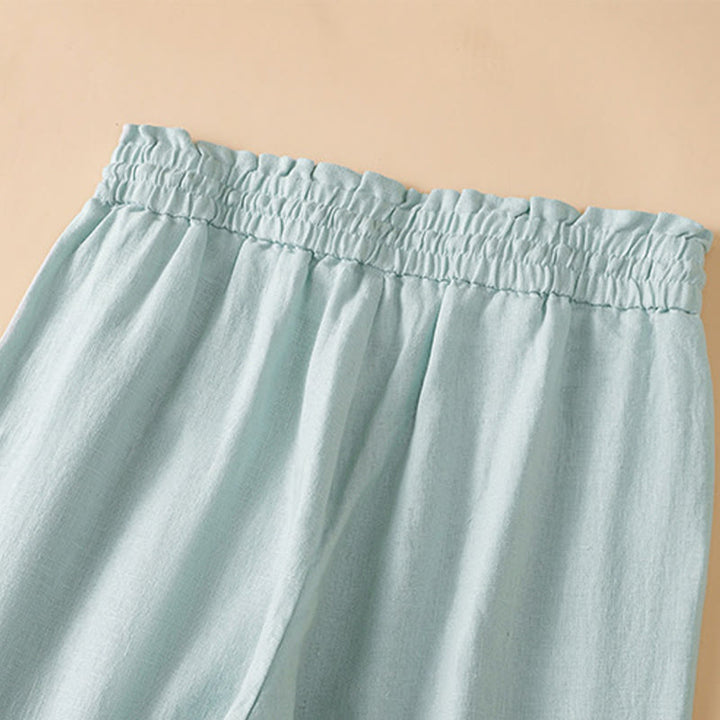 Buddha Stones Pantaloni larghi da donna in cotone con tasche, modello dritto e casual, lunghezza 7-8 - image 12