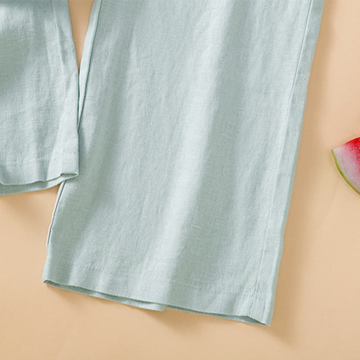 Buddha Stones Pantaloni larghi da donna in cotone con tasche, modello dritto e casual, lunghezza 7-8 - image 10