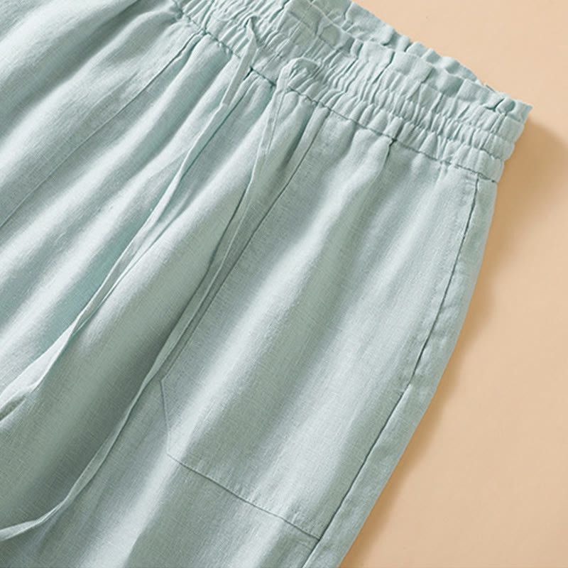 Buddha Stones Pantaloni larghi da donna in cotone con tasche, modello dritto e casual, lunghezza 7-8 - image 11