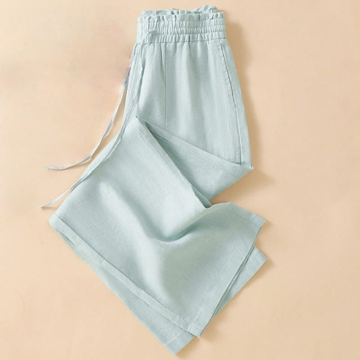 Buddha Stones Pantaloni larghi da donna in cotone con tasche, modello dritto e casual, lunghezza 7-8 - image 9