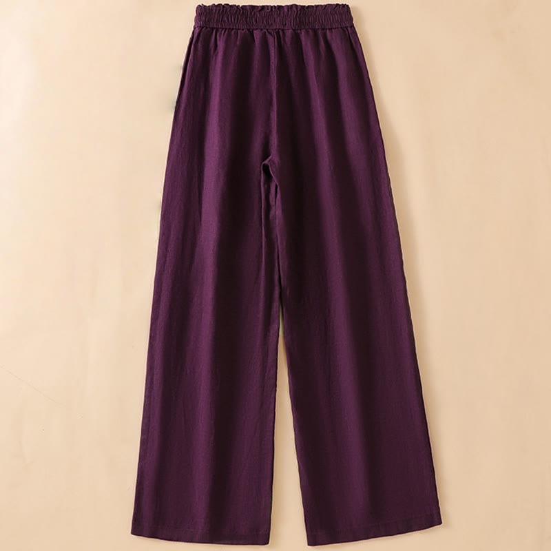 Buddha Stones Pantaloni larghi da donna in cotone con tasche, modello dritto e casual, lunghezza 7-8 - image 15