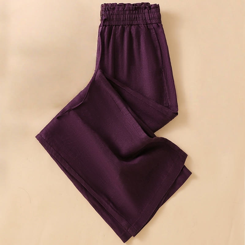 Buddha Stones Pantaloni larghi da donna in cotone con tasche, modello dritto e casual, lunghezza 7-8 - image 16