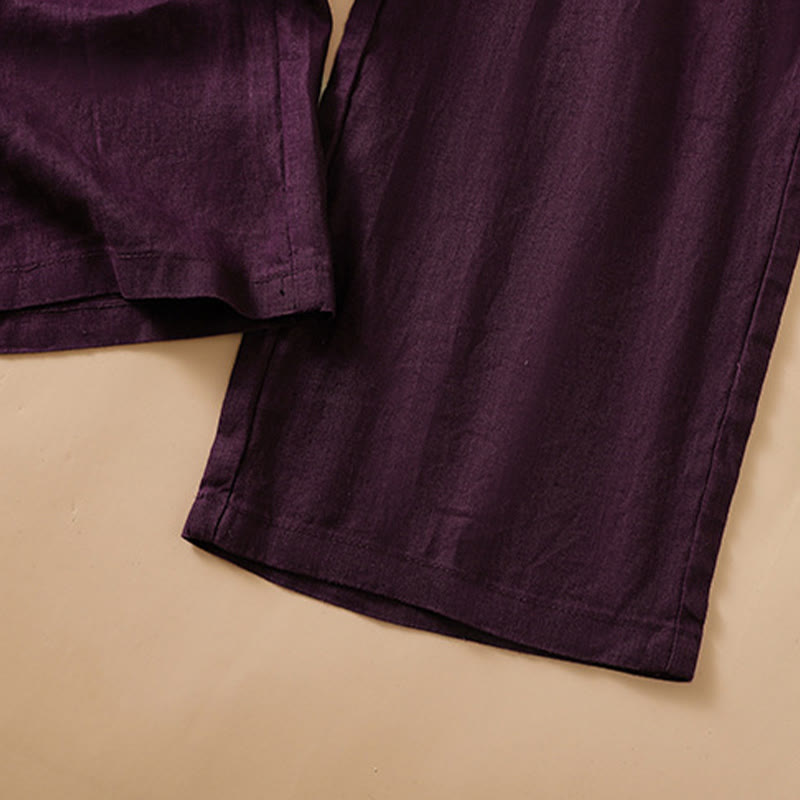 Buddha Stones Pantaloni larghi da donna in cotone con tasche, modello dritto e casual, lunghezza 7-8 - image 17