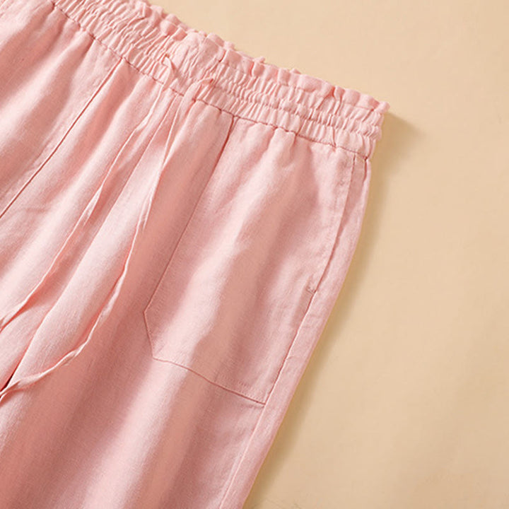 Buddha Stones Pantaloni larghi da donna in cotone con tasche, modello dritto e casual, lunghezza 7-8 - image 24