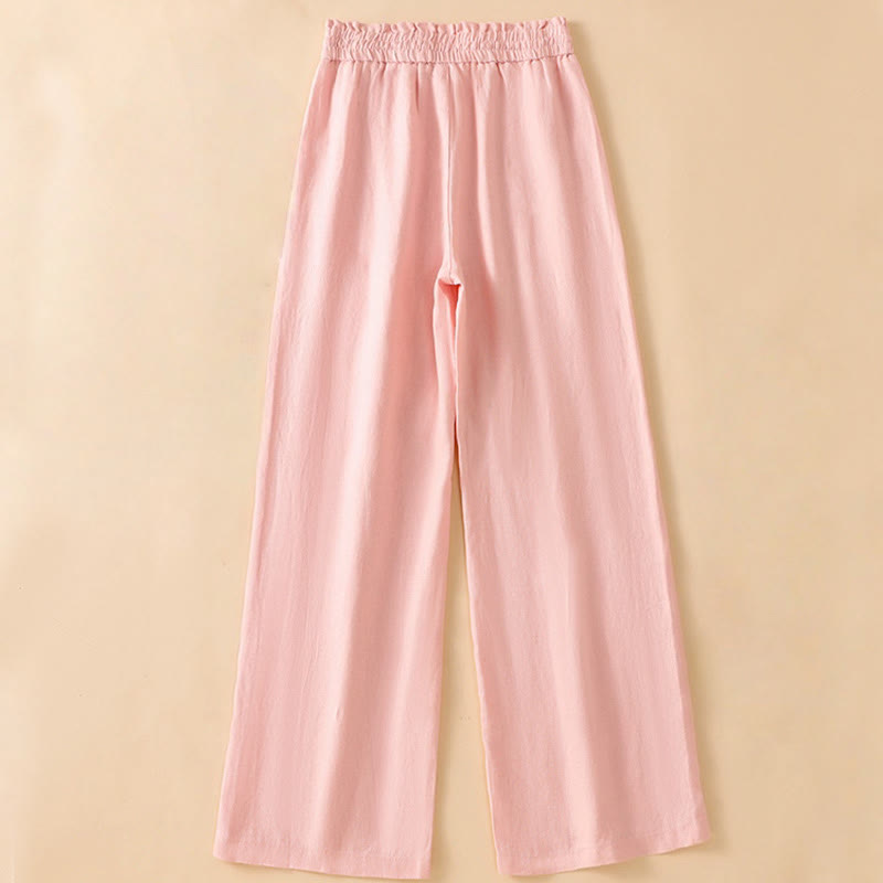 Buddha Stones Pantaloni larghi da donna in cotone con tasche, modello dritto e casual, lunghezza 7-8 - image 21