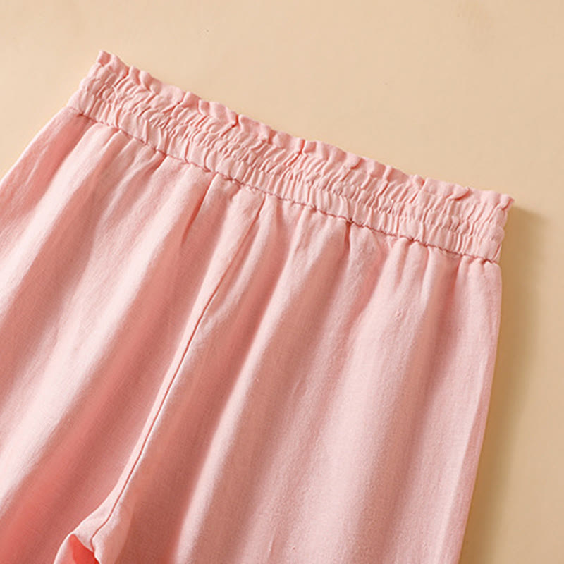 Buddha Stones Pantaloni larghi da donna in cotone con tasche, modello dritto e casual, lunghezza 7-8 - image 23