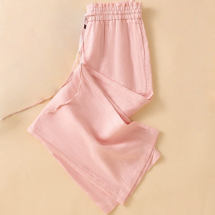 Buddha Stones Pantaloni larghi da donna in cotone con tasche, modello dritto e casual, lunghezza 7-8 - image 22