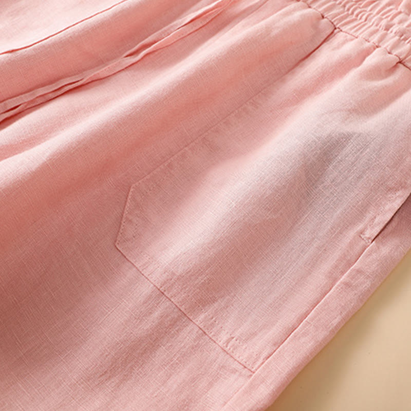 Buddha Stones Pantaloni larghi da donna in cotone con tasche, modello dritto e casual, lunghezza 7-8 - image 25