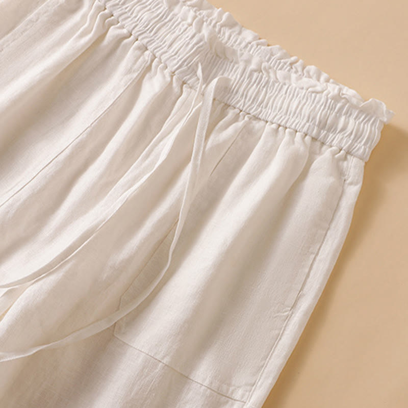 Buddha Stones Pantaloni larghi da donna in cotone con tasche, modello dritto e casual, lunghezza 7-8 - image 33