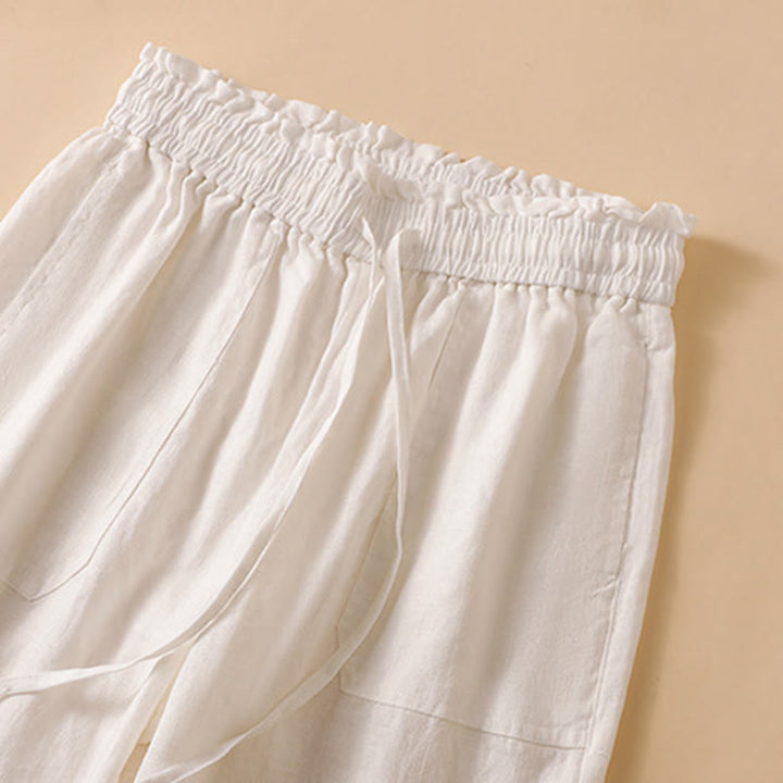 Buddha Stones Pantaloni larghi da donna in cotone con tasche, modello dritto e casual, lunghezza 7-8 - image 32