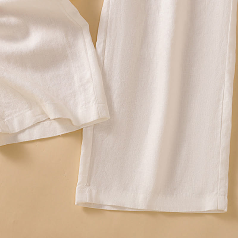 Buddha Stones Pantaloni larghi da donna in cotone con tasche, modello dritto e casual, lunghezza 7-8 - image 31