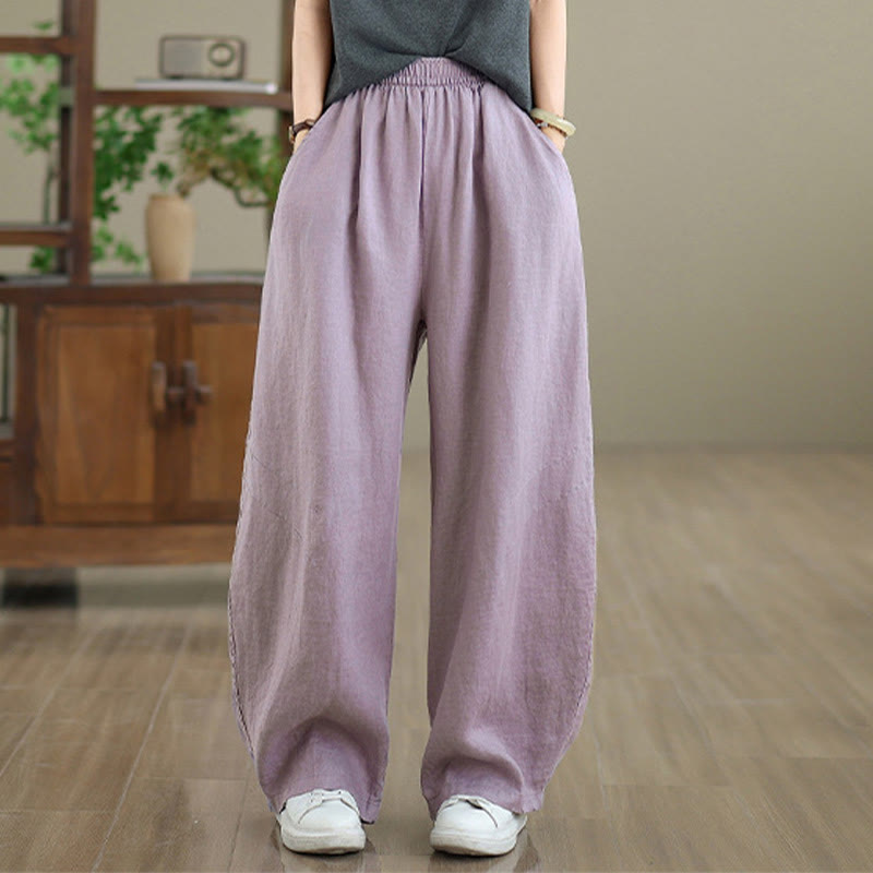 Buddha Stones Pantaloni larghi da donna in cotone casual con tasche - image 1
