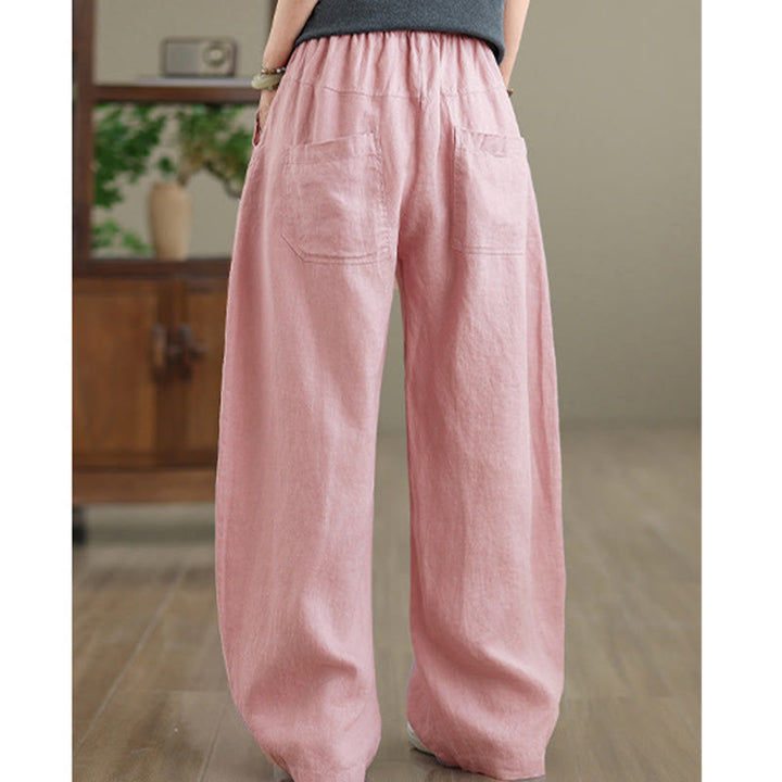 Buddha Stones Pantaloni larghi da donna in cotone casual con tasche - image 8