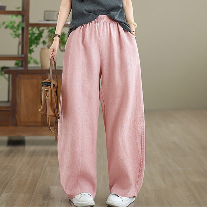 Buddha Stones Pantaloni larghi da donna in cotone casual con tasche - image 11