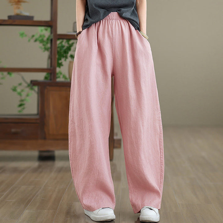 Buddha Stones Pantaloni larghi da donna in cotone casual con tasche - image 7