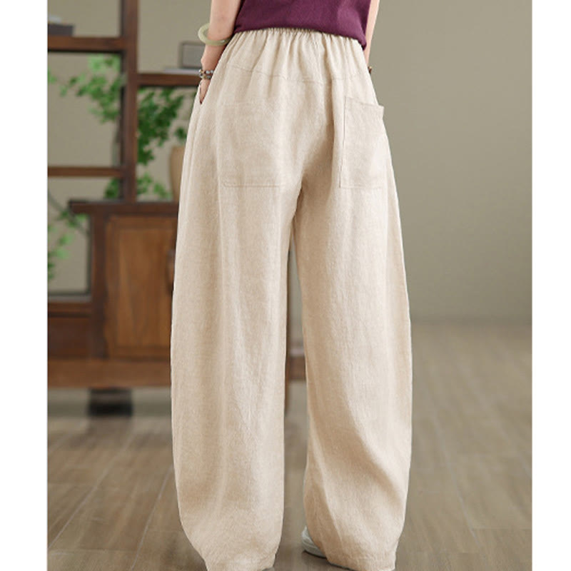 Buddha Stones Pantaloni larghi da donna in cotone casual con tasche - image 13