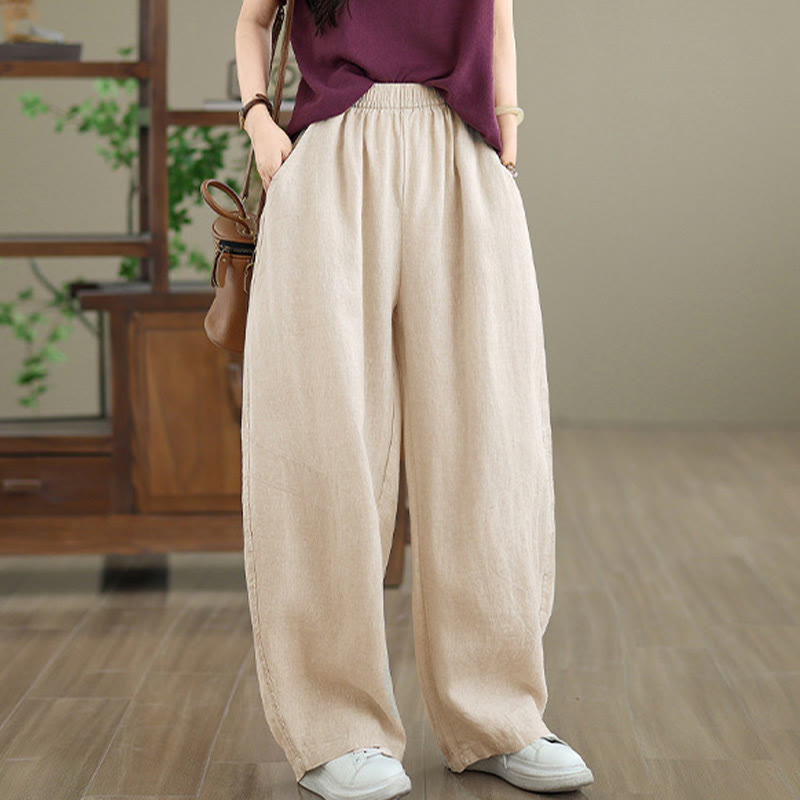 Buddha Stones Pantaloni larghi da donna in cotone casual con tasche - image 14
