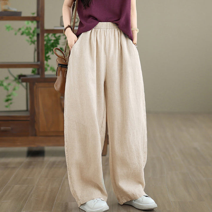 Buddha Stones Pantaloni larghi da donna in cotone casual con tasche - image 14