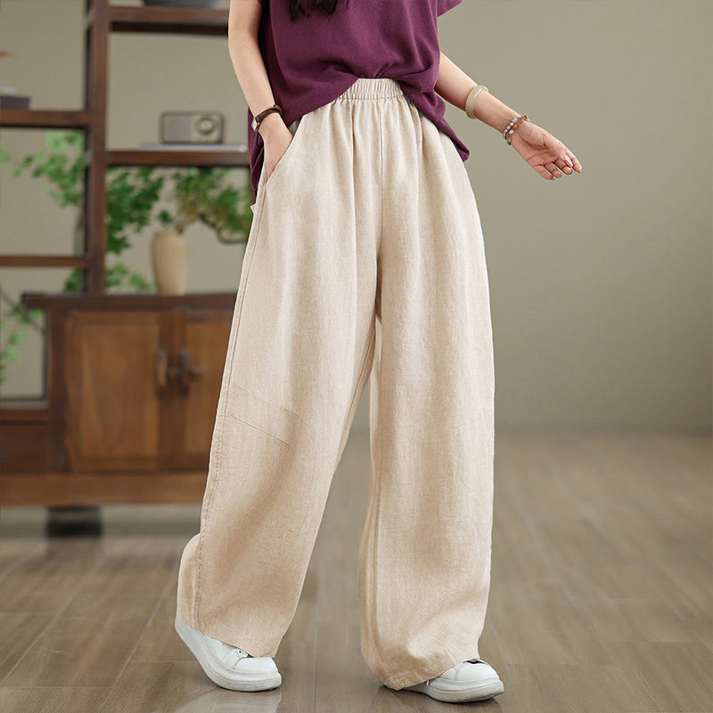 Buddha Stones Pantaloni larghi da donna in cotone casual con tasche - image 15