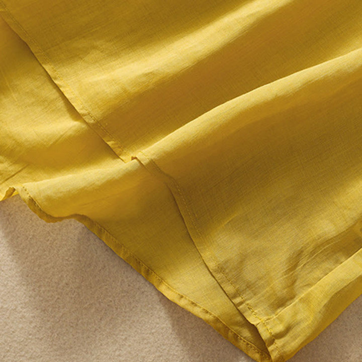 Maglietta da donna in cotone e lino con maniche a mezza manica, motivo Buddha Stones ricamate - image 10