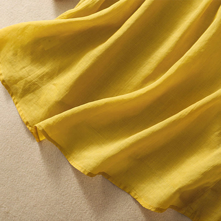 Maglietta da donna in cotone e lino con maniche a mezza manica, motivo Buddha Stones ricamate - image 6