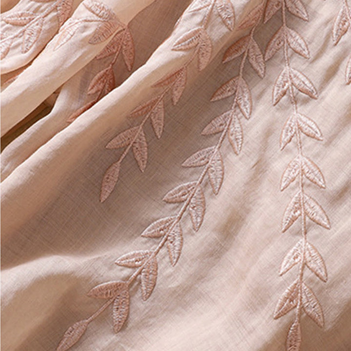 Maglietta da donna in cotone e lino con maniche a mezza manica, motivo Buddha Stones ricamate - image 20