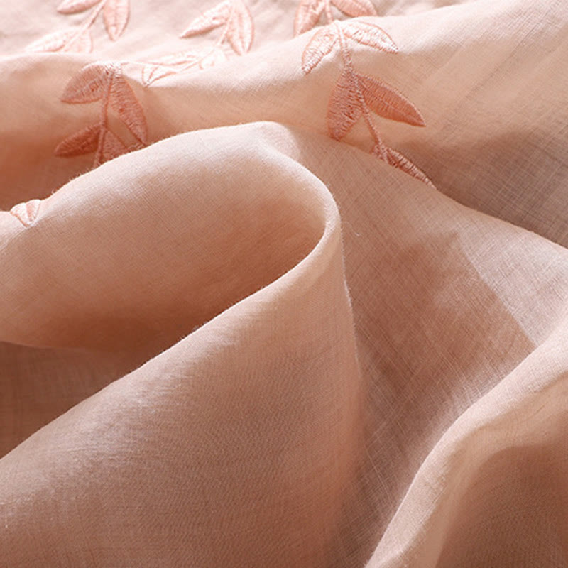 Maglietta da donna in cotone e lino con maniche a mezza manica, motivo Buddha Stones ricamate - image 21